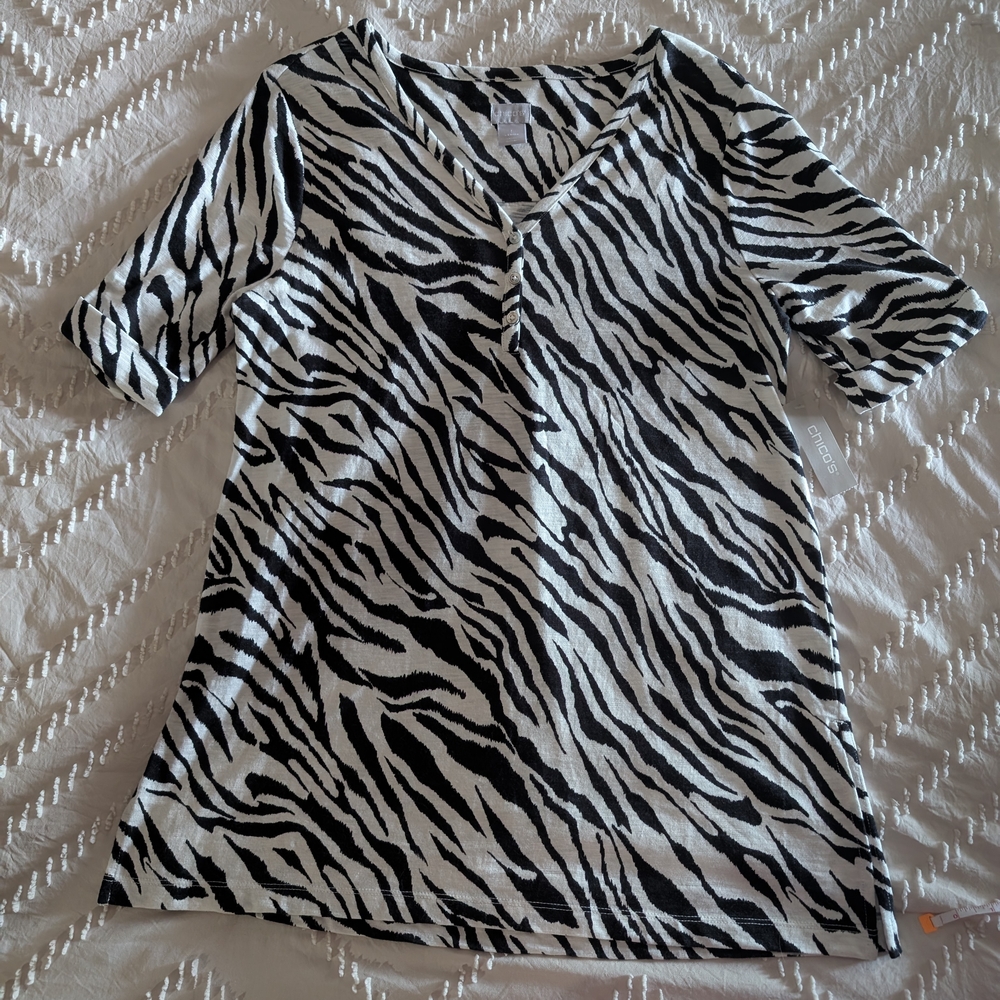 Chico's Black and White Zebra Print Tunic